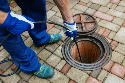 Plumber cleaning an outdoor sewer drain in Ormond Beach